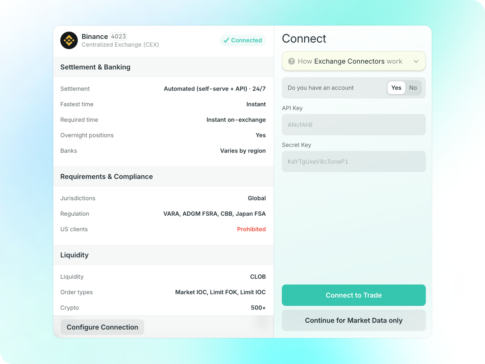 Enhanced Connectivity Hub: Streamlined Access to Major Liquidity Venues